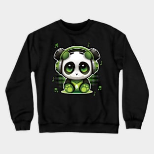 Dj Panda With Headphones Panda Crewneck Sweatshirt